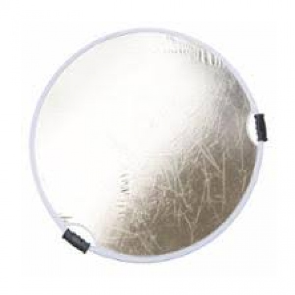 Réflecteur pliable 2 poignets Zip-Disc Or-Argent/Blanc 22'' Ø56 cm