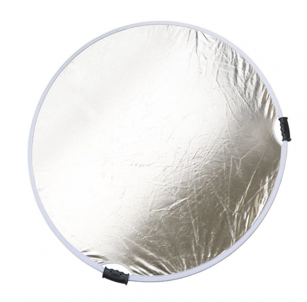 Réflecteur pliable 2 poignets Zip-Disc Or-Argent/Blanc 52'' Ø132 cm