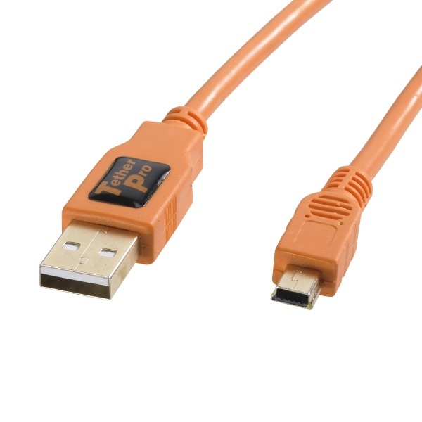 TetherPro Câble USB 2.0 Male to Mini-B 5 pin, 4,6m Orange Hi-Visibility
