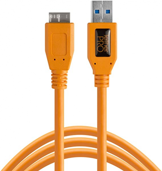 Câble TetherPro USB 3.0 male / Micro-B, 4,6M Hi-Visibility Orange