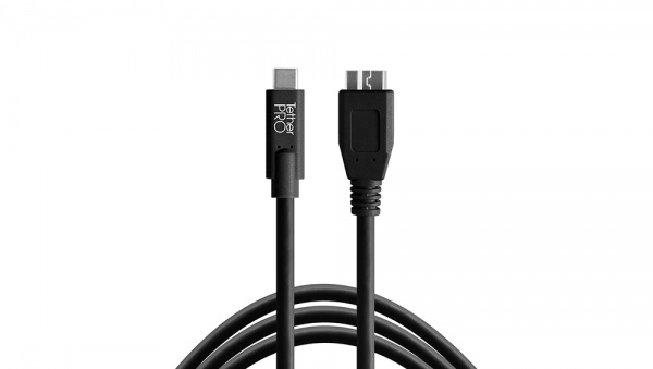 TetherPro câble USB 3.0 male to Micro-B, coudé angle droit, 30cm Noir