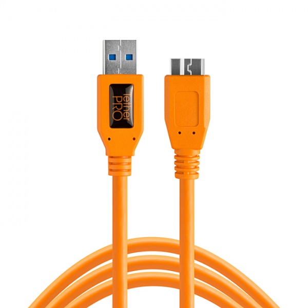 TetherPro câble USB 3.0 male to Micro-B, coudé angle droit, 30cm Orange