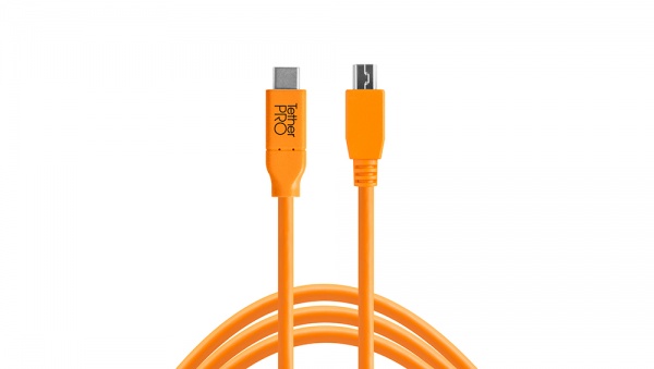 Câble TetherPro USB-C to USB 2.0 Mini-B 5pin 4,6m Orange