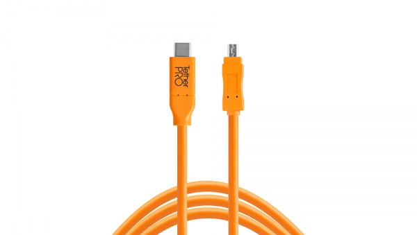 Câble TetherPro USB-C to USB 2.0 Mini-B 8pin 4,6m Orange