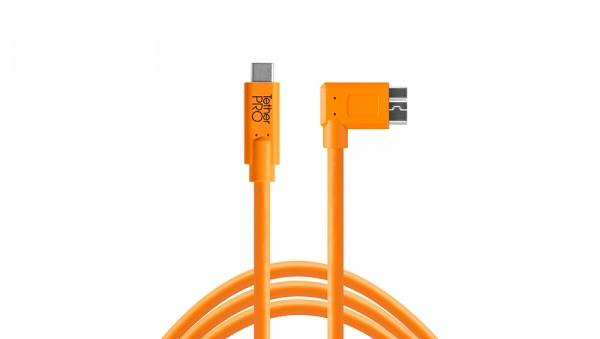 Câble TetherPro USB-C to USB 3.0 Micro-B 4,6m Orange coudé
