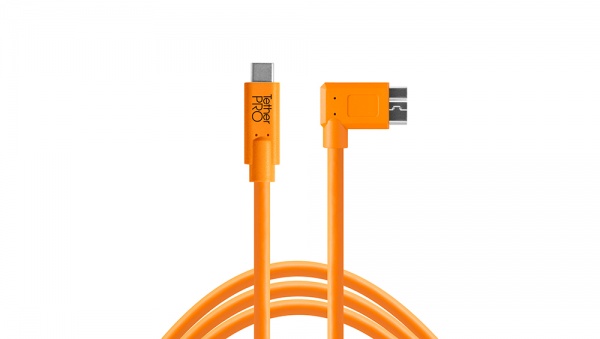Câble TetherPro USB-C to USB 3.0 Micro-B coudé 4,6m Orange