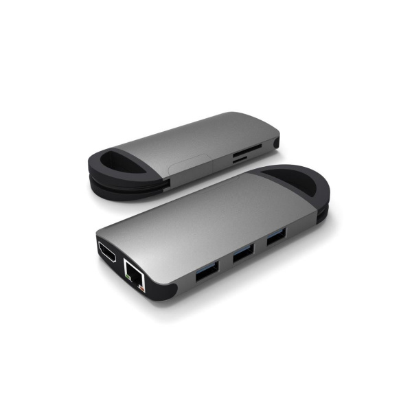 Hub USB type C multiports avec slot carte SD, Gris Sideral