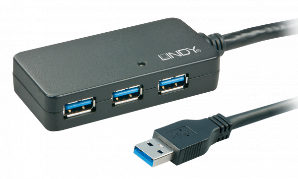 Câble rallonge active Pro USB 3.0 10m, avec Hub 4 ports