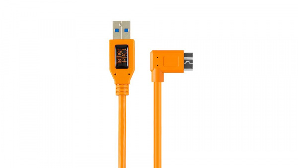 TetherPro câble USB 3.0 male to Micro-B, coudé angle droit, 50cm Orange
