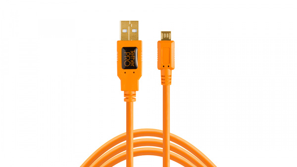 TetherPro USB 2.0 A Male to Micro-B 5-pin 15'  (4.6m) - Orange