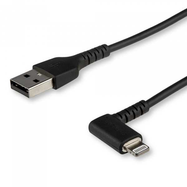 Câble adaptateur USB-C vers Lightning Noir Robuste (1m) Coudé 90°