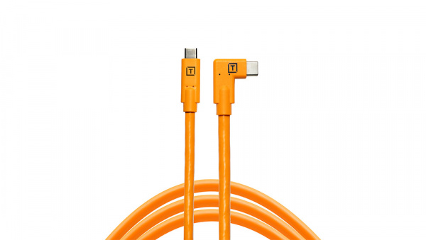 Câble TetherPro USB-C vers USB-C 4,6m Orange coudé