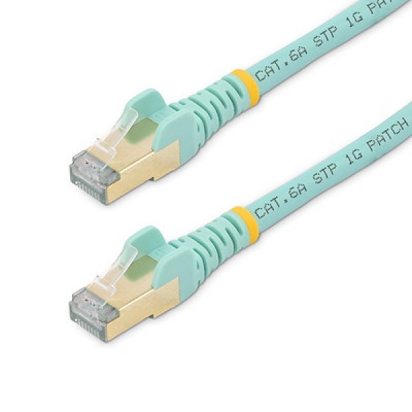 Câble réseau Ethernet RJ45 CAT6a blindé STP aqua 5m