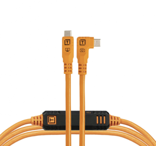 Câble TetherPro Optima 10G USB-C vers USB-C coudé 4,6m Orange